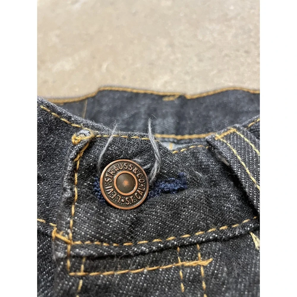 Levis 501 Jeans Mens 30x30 Dark Blue Denim Button Fly Straight Leg Shrink-to-Fit